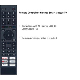 Mando universal para Hisense Smart Google TV, compatible con televisores Hisense 4K UHD ULED Google/Android