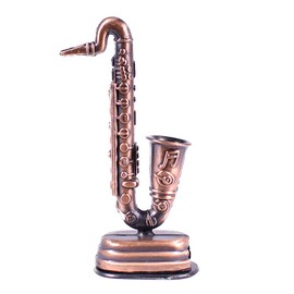 Miniature Saxophone Replica Die Cast Pencil Sharpener - Collectible Bronze Music Figurine - Musician Gift