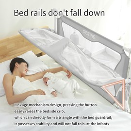 SISTINE Co Sleeper for Baby in Bed,3 in 1 Crib Side Bed Guard,Cosleeping Baby,Crib Sleeping Together,Infant/Baby Boy/Girl,Gray