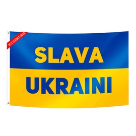 Double Sided Slava Ukraine Flag 3x5FT Ukrainian National Flag Fade Proof Vivid Color Polyester with Brass Grommets For Indoor Outdoor (3x5FT 3PLY)