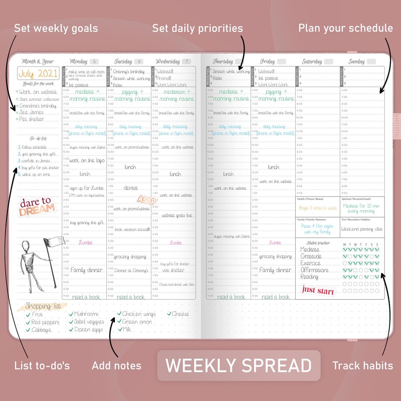 GoGirl Weekly Schedule Planner – Hourly Work & Life Planner