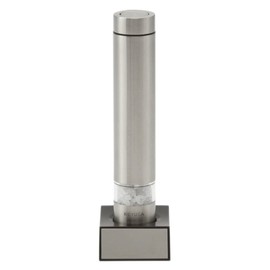 KEYUCA Stainless Steel Electric Ceramic Mill (with Pedestal, One Push with One Hand), Electric Mill, Pepper Mill, Pepper Mill, Salt (See Remaining, Rust Free), Cleaning Brush Included