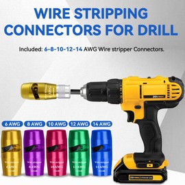 Gardon Wire Stripper for Drill, Cable Stripping & Twisting Tool Electric Drill Connectors for 14-12-10-8-6 Gauge AWG with Wire Crimper, Ideal Gifts for Electrician or Man on Father's Day
