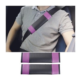 CGEAMDY 2 Stück Auto Sicherheitsgurt Pads, Abnehmbare Sicherheitsgurt Schulter Protector, Leder Sicherheitsgurt Schulterpolster Für Erwachsene(Lila Schwarz)