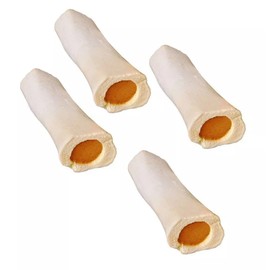 Dog Bones Delicious and Nutritious Stuffed Cheese 6 Inch Shin Refillable Durable Dental Chew (4 Bones)