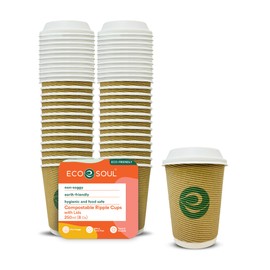 ECO SOUL Compostable Ripple cups (50, 8 Oz)