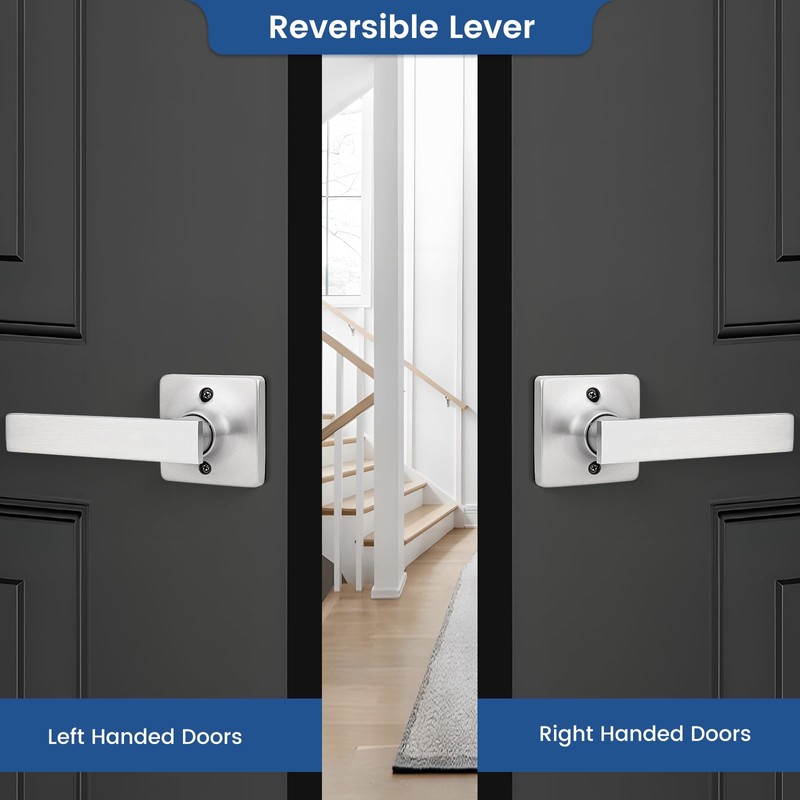 GOBEKOR 2 Pack Brushed Nickel Dummy Door Handle Interior,Reversible Half