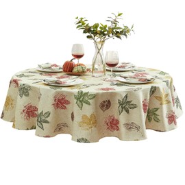 Newbridge Thanksgiving Etched Abstract Autumn Leaves Oval Fabric Tablecloth, 60 x 84 Inch, Soil Resistant Modern Fall Leaf Design, Easy Care Wrinkly Free Table Cover for Holiday Party