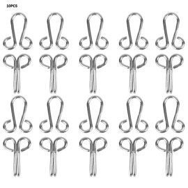 Hook and Eyelets for Sewing, Gold, Hook and Eyelet, Hook and Eye Bolts for Clothing, Pack of 10, Fur Coat, Hook Clasps, Sewing for Overcoat (Attach the Bright White Collar Hook With)