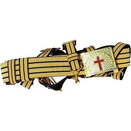 Generic MASONIC KNIGHTS TEMPLAR GOLD // BLACK Ceremonial Sword Belt & Buckle for Sir Knight SIZE Adjustable 36 TO 50 INCHES, Standard, Silver