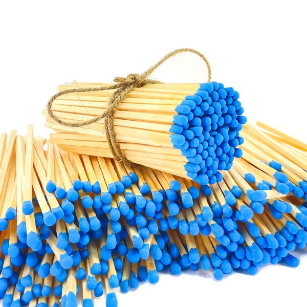3.75" Blue Color Matches (100 Count) - Plus Free Striker!!! - Long Decorative Wooden Match Sticks - Wholesale Bulk for Candles and Fireplace (Blue)