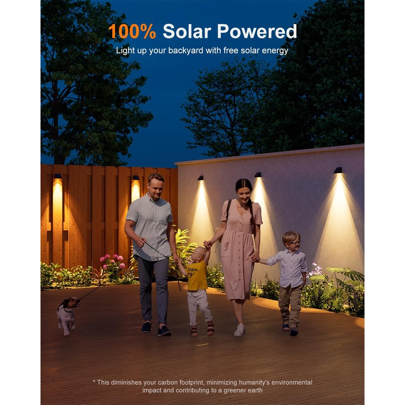 16 Pack Decoration Solar Powered Fence Lamps Outdoor Waterproof with