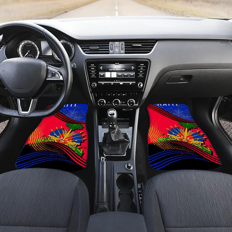 Auto Floor Mat Set of 4, Haitian Flag Pattern Car