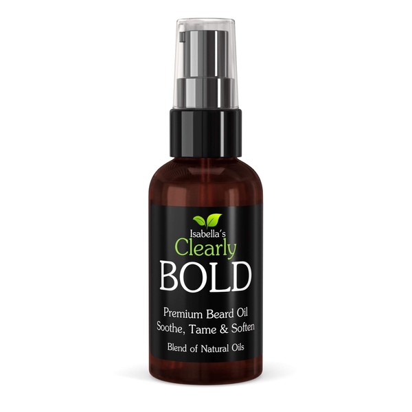 Isabella's Clearly Bold Scented Natural Oil for Men. Grow, Condition, Moisturise, Tame Beard & Mustache Hydrate Facial Skin. Prevent Itching. Almond Castor Black Set, Tea Tree Oil, Vanilla, 2 oz