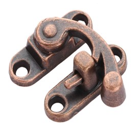 5 PCS Antique Hook Hasp Vintage Swing Lock Clasp Right Latch Closure Red Copper with Screws for Suitcase Briefcase Jewelry Wooden Boxes (Length:1-1/8", Height:1-3/8")
