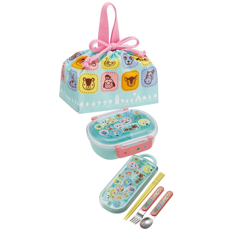 Skater KB7-A Children's Lunch Box, Drawstring Bag, Animal Crossing, Made