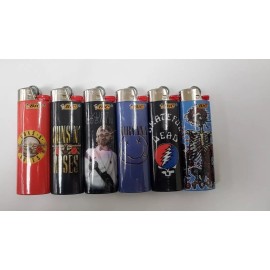 6pc ROCK  LEGENDS BIC LIGHTERS  Assorted  AS IN PICTURE *