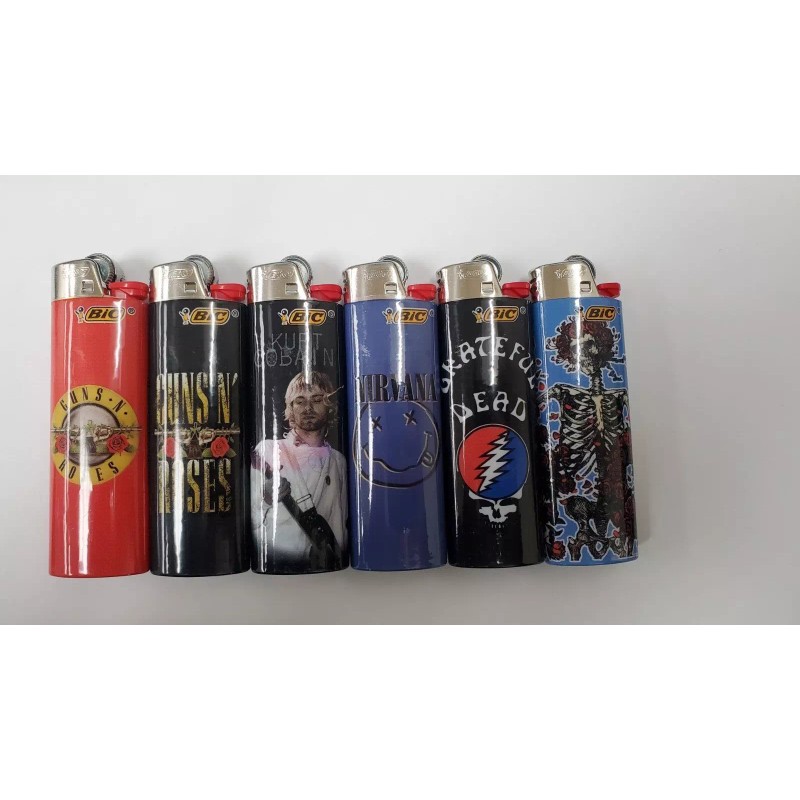 6pc ROCK LEGENDS BIC LIGHTERS Assorted AS IN PICTURE *