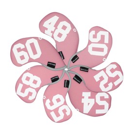 Andux 7pcs/Set Golf Wedge Irons Club Head Covers with Degree NO. on both Sides MT/W10 Pink