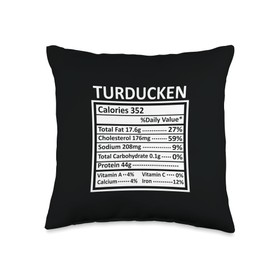 Nutritional Facts Labels Thanksgiving Gifts Store Thanksgiving Christmas Funny Turducken Nutrition Facts Throw Pillow, 16x16, Multicolor