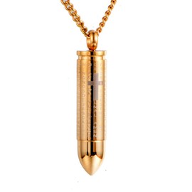 LiFashion LF Mens Stainless Steel Bible Verse Cross Cremation Urn Bullet Pendant Scripture Ash Keepsake Necklace Christian Jewelry for Boyfriend Husband Dad Family Memorial, Stainless Steel