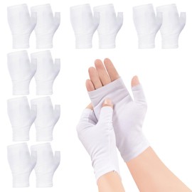 6 Pack Fingerless Whtie Cotton Gloves for Eczema,Moisturising Gloves for Dry Hands,White Gloves for Men Women,Breathable Reusable Night Gloves Touch Screen Gloves for Sleeping,Spa, Skin Treatment