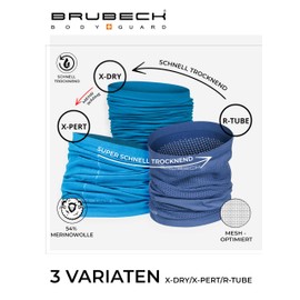 BRUBECK Tube scarf for women, men and children, X-PERT, X-Dry, R-Tube, multifunctional scarf with and without merino wool, X-pert titanium