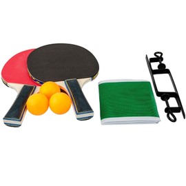 Mantraraj Table Tennis Rackets Complete Set 2 Paddle Bats 3 Balls Net With Clamps Practise Tournament Play Family Game 2 Player Ping Pong For Fun Play at School Home Sports Club or Office