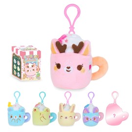 Cuddle Barn PlushGoals - Cuteas Blind Box Series 1 | Single Box |Cute Kawaii Stuffed Animal Cafe Collectible Plush Keychain Clip On Bag Charm, 3 inches