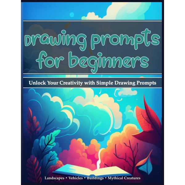 Drawing Prompt Book with 120 different tasks about Landscapes, Vehicles,