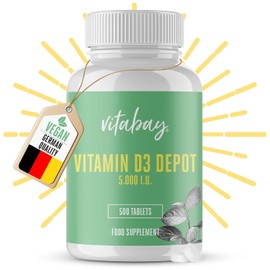 Vitabay Vitamin D3 Depot Hochdosiert 5000 IE - 500 Vegane & Laborgeprüfte