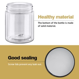 8oz 250ml Plastic Jars with Lids Plastic Containers with Lids + 20g Sample Pots (Set of 24) Airtight Storage Jars for Kitchen, Spice, Cream, Cosmetic, DIY Crafts, Slime + Free Labels & Spatulas