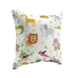 Premium Throw Pillow with Filling – Zoo Animals – 40x40 cm – Charming Deco Cushion for Nursery & Children’s Room – Kids’ Collection