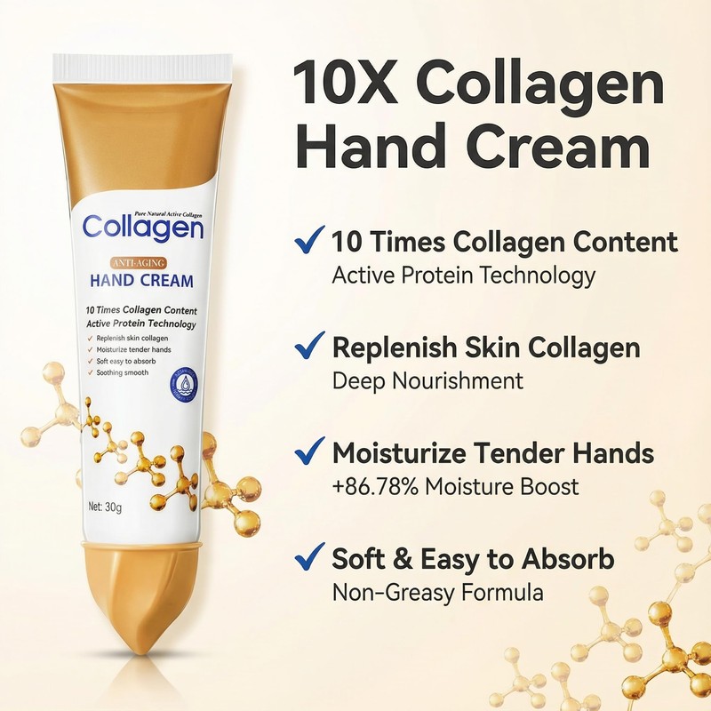 Collagen Hand Cream for Dry Cracked Hands, Anti-Aging & Firming
