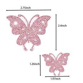 8PCS Bling Car Stickers, Crystal Rhinestone Butterfly Decals, Shiny Automotive Interior Exterior Sticker for Women, Universal Decoration for Car Body Bumper Window Laptop (Pink)