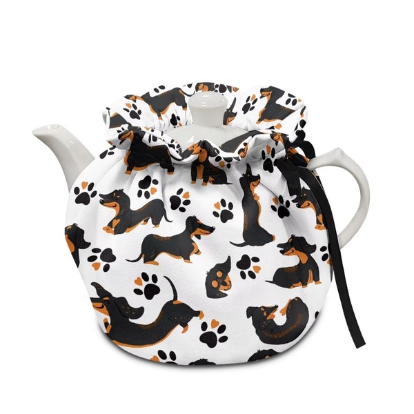 Pzuqiu Tea Pots Cozy with Dachshunds Dog Paw Pattern Reusable