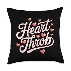 Heart Throb Vintage Script Style Valentine's Day Graphic Throw Pillow