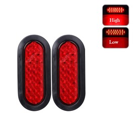 NPAUTO 2Pcs 6" Oval Trailer Tail Lights 24 Red LED Stop Turn Brake Lights Waterproof Flush Mount Tail Lights for RV Jeep Truck