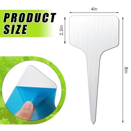 Hicarer 24 Pcs Durable Metal Plant Labels Weatherproof Garden Markers Engraving Stainless Steel 304 T-Type Plant Tags Reusable Nursery Tags for Outdoor Greenhouse Vegetables Herb (4x8 Inch)