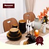 HomeVss Sonoma 16 Piece Stoneware Dinner Set, Outside Black +
