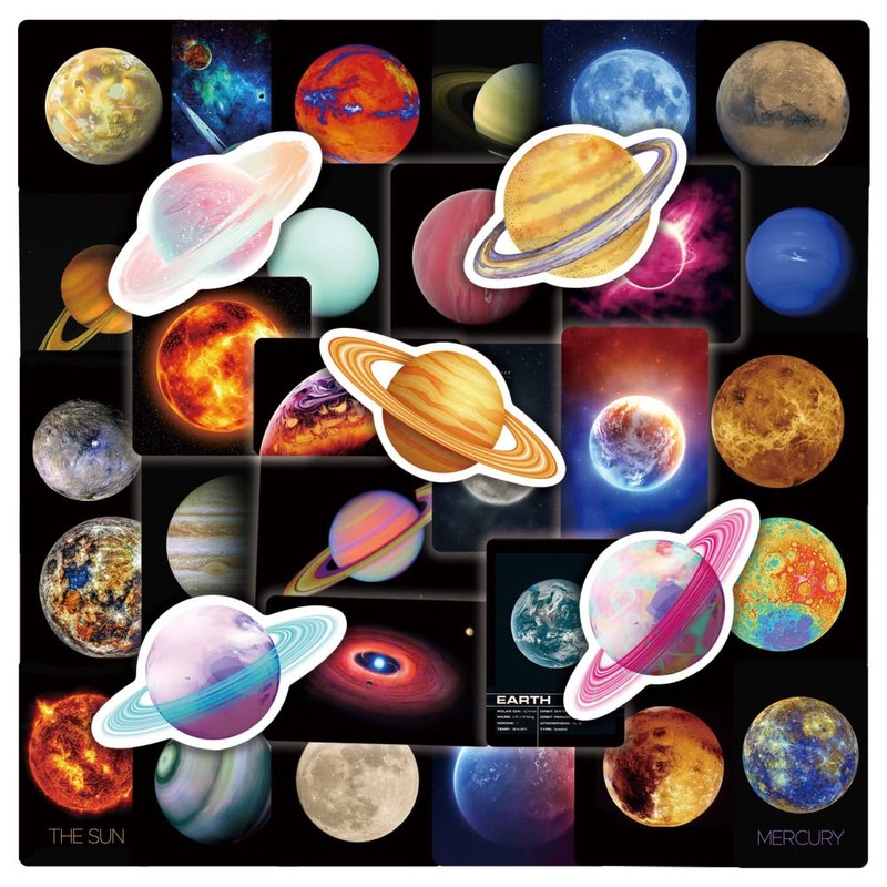 Solar System Stickers for Kids, Universe Planets Stickers, 50Pcs Outer