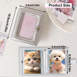 3 Inch Silver Photo Albums, Mini Photo Album Small Picture Book for Photos Patent Leather Star Postcard Album Picture Books with 20 Pages and 40 Pockets Postcard Holder Photoalbum Scrapbook Albums