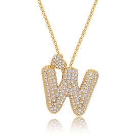 Vinswet - Collar de corazón con inicial, chapado en oro de 18 quilates, collar con texto en forma de monograma, cadena con colgante de globo, joyería delicada de circonita cúbica, regalo para mujeres