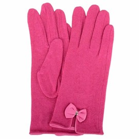 SNUGRUGS Womens Warm Wool Gloves with Bow Detailing - Fuchsia