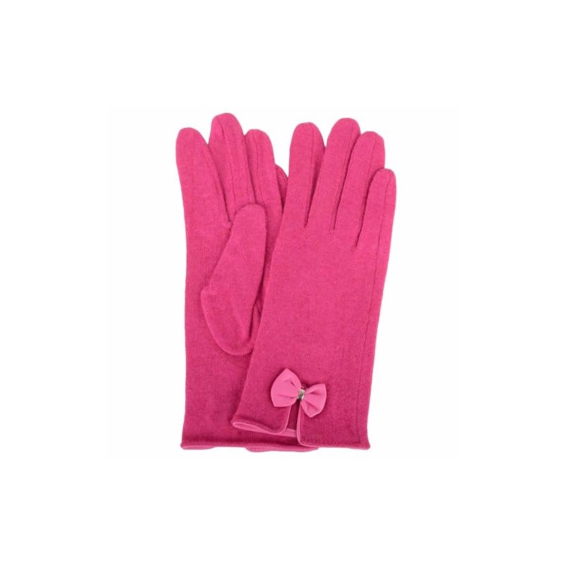 SNUGRUGS Womens Warm Wool Gloves with Bow Detailing - Fuchsia