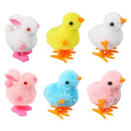 KIMOBER 12PCS Wind Up Bunny Chick Toys,Jumping Chicken and Wind-Up Bunny Clockwork Toys for Easter Egg Hunt Basket Stuffers Party Favors