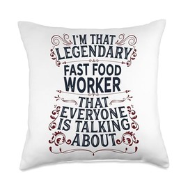 Service Counter Worker - Legendary Fast Food Worker Throw Pillow