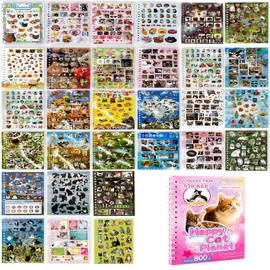 Cat Sticker Book with 800+ Cat Meme Stickers, 30 Pages Cute Die Cut Stickers, 3 Coating Types, Sticker Book for Scrapbooking Journal Planner Album, Premium Art Paper Deco Stickers