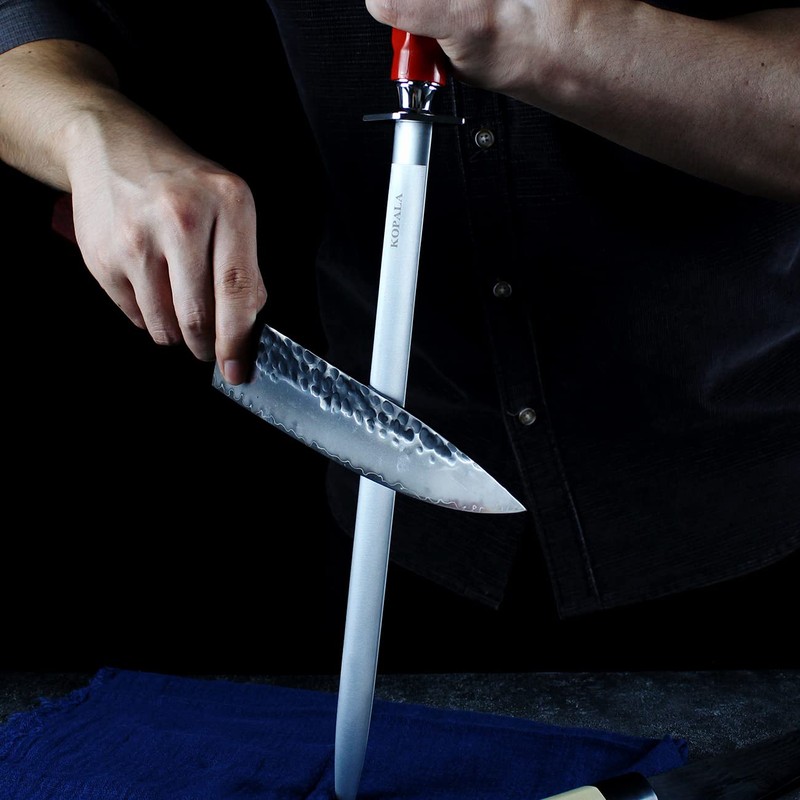 KOPALA Sharpening Steel Knife Sharpener Rod Flat 12 Inches Honing