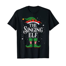 Christmas Elf with the Family Group, Funny Singing Elf T-Shirt, black